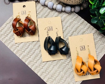 Leather Knot Earrings Handmade Genuine Leather Knot Earrings