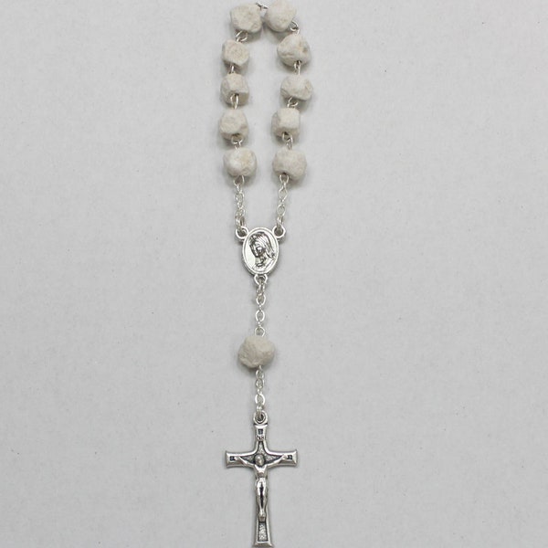 One Decade Rosary Apparition Hill Stone Beads, One Decade Rosary, One Decade, Rosary, 1 Decade Rosary with Vrgin Mary And Jesus Center medal