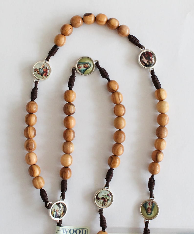 Chapelet Notre Dame les sept douleurs perles en bois Etsy