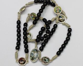 Rosary Our Lady The Seven Sorrows Olive Black Beads, Mater Dolorosa, Servite Rosary made of Black Wood, Servite rosary, The Seven Sorrows