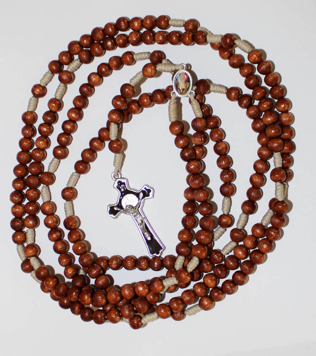 20 Decade Brown Wood Beads Rosary on Strong Cord Holy Rosary Etsy