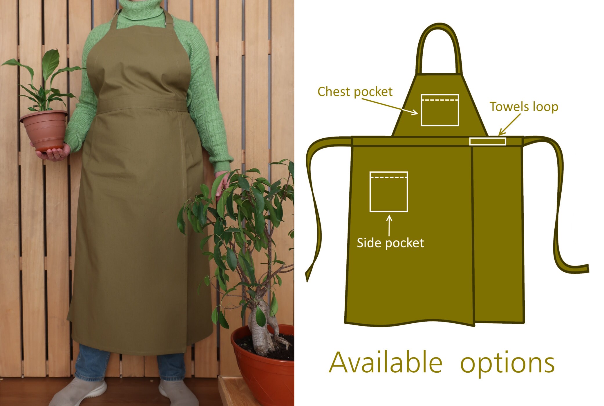 Gardener smock. Ready to ship pottery apron. Split leg apron Etsy
