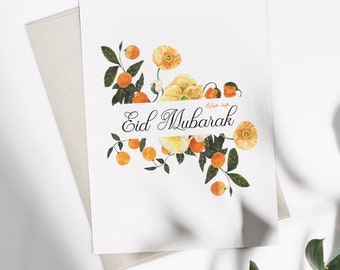 Orange Eid Mubarak Greeting Card, Eid Mubarak Print, Eid Cards, Eid Decoration, Happy Eid, Eid Card Printable, Eid Card Digital Print