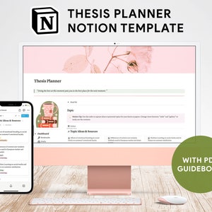 Student Thesis Notion Template, Thesis Planner, Dissertation Planner, Thesis Planning Digital Planner, Notion Template for Student