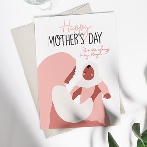 Cartão de felicitações para mãe muçulmana, cartão de dia das mães muçulmana, para impressão, download instantâneo, cartão de mulher hijabi, design de cartão de mãe hijabi