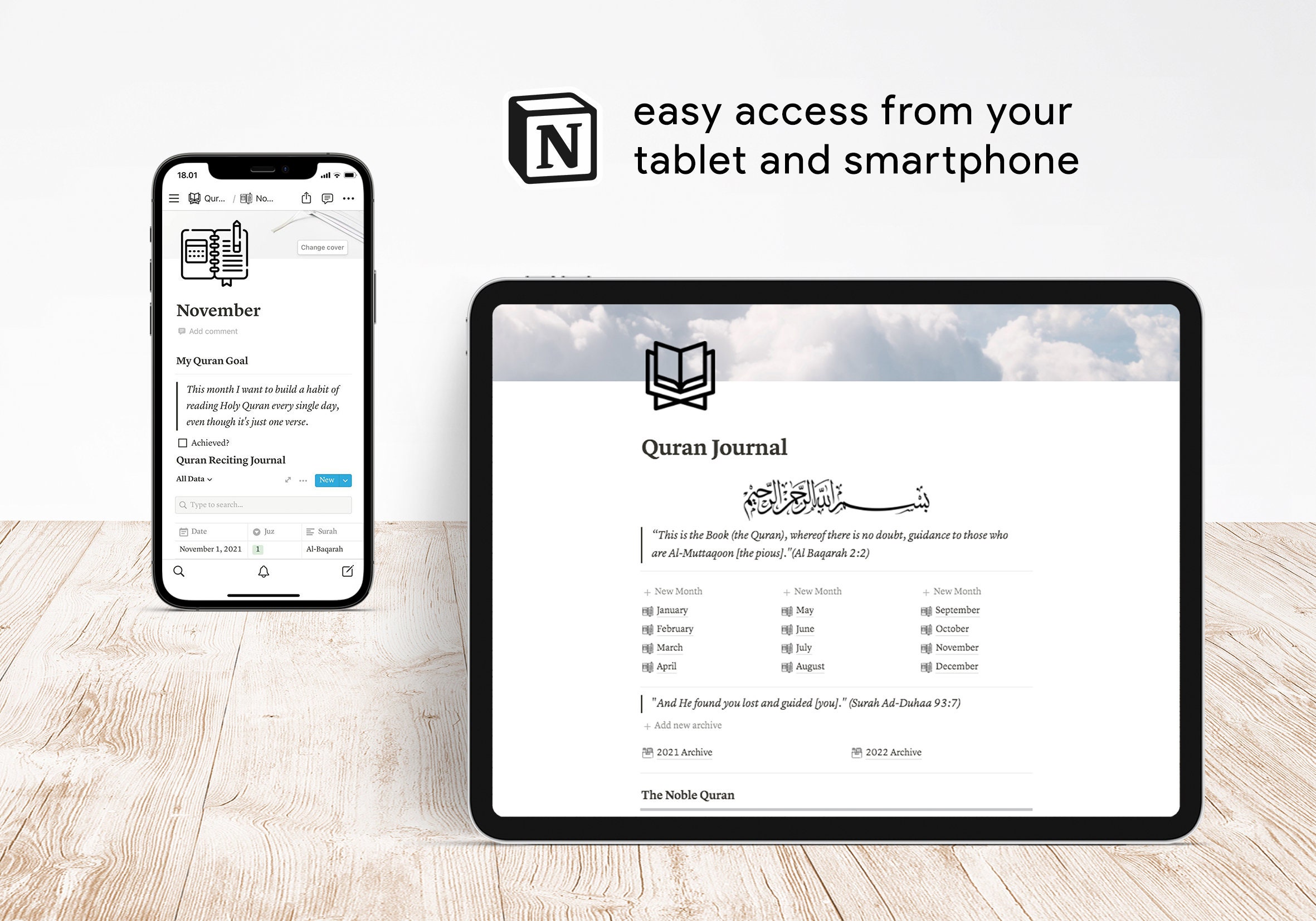 Digital Quran Journal Notion Template Notion Planner Muslim Etsy