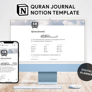 Digital Quran Journal, Notion Template, Notion Planner, Muslim Journal, Digital Tracker, Quran Tracker, Quran Planner, Islamic Journal