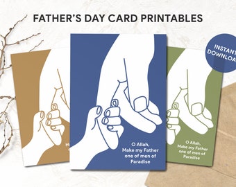 3 Colors Father's Day Card Printable, Muslim Father, Gift for Father, Father's Day Greeting Card Design, Islamic Card, Instant Download Card