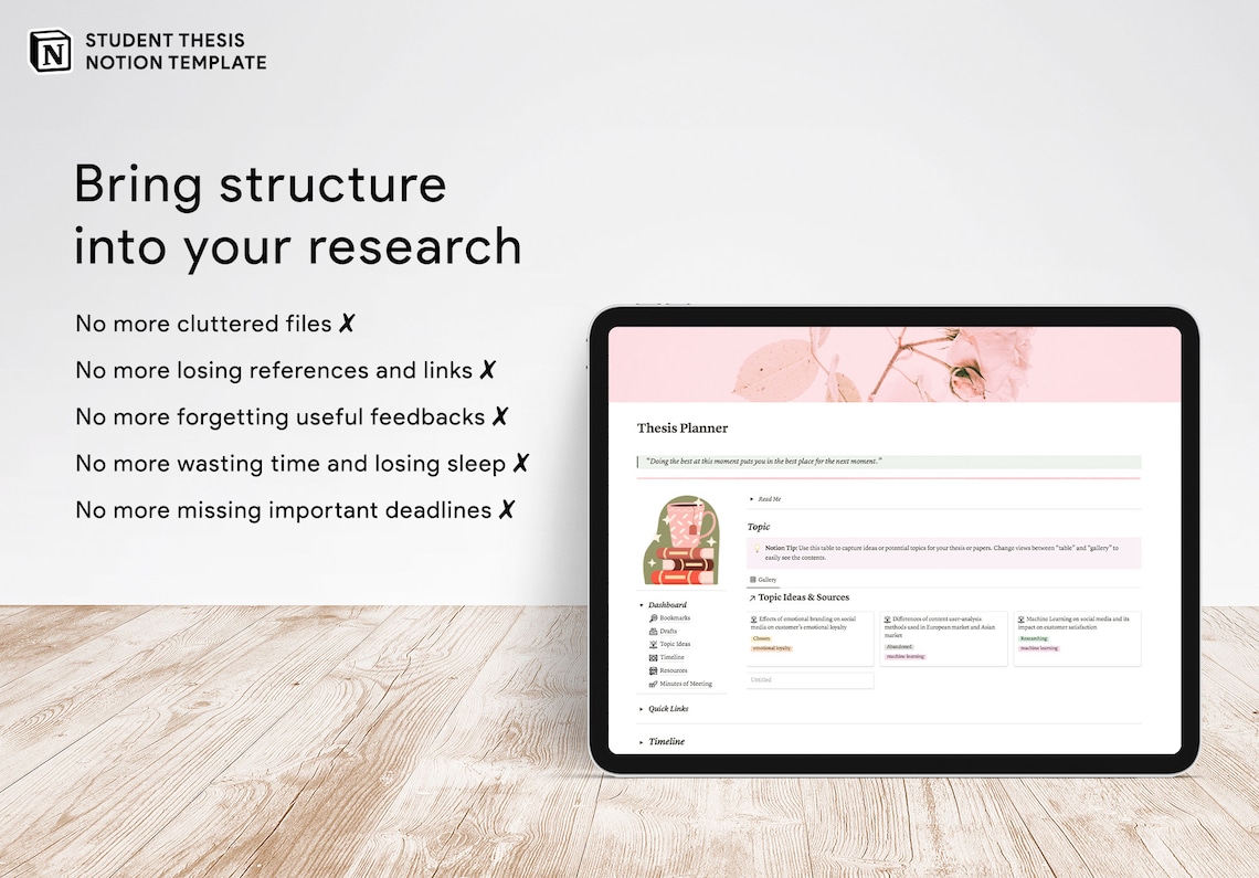 Student Thesis Notion Template Thesis Planner Dissertation Etsy