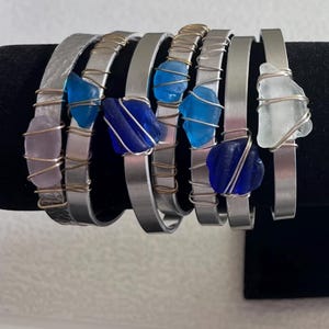 Sea glass cuff bracelets