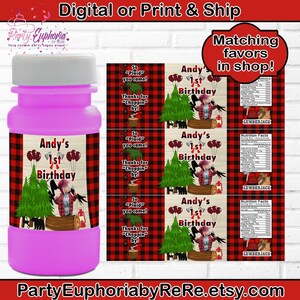 Lumberjack Birthday | Lumberjack Bubbles label | Lumberjack Party | Lumberjack Favors | Lumberjack 1st Birthday | Lumberjack Supplies