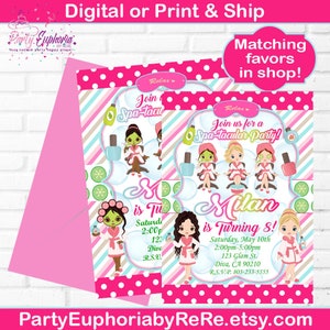 Invitations | Spa Party Invitations | Spa-Ty | Juice Label | Girls Birthday | Mani Pedi Invite | Spa Party Invite | Pamper Party | Invite |