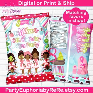 Spa Party Chip Bag | Spa Party Favor Bag | Spa Birthday Party | Girl&#39;s Birthday | Mani Pedi Party | Spa-Ty | Party Bags | Chip Bags |