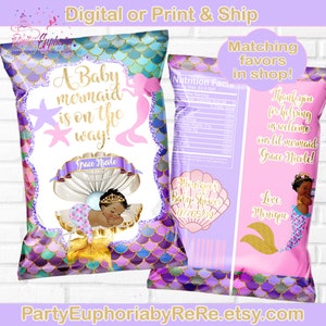 Baby Mermaid Shower | Mermaid Chip Bag | Mermaid Decor | Mermaid Birthday | Mermaid Party Favors | Baby Mermaid Princess | Mermaid Favor Bag