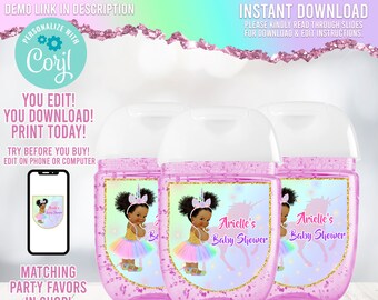 Desinfectantes de baby shower princesa unicornio / baby shower / desinfectante de manos / princesa unicornio / fiesta de unicornio / favores de unicornio / tema Corjl 003
