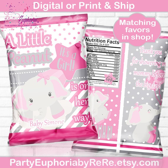 Elephant Baby Shower A Little Peanut Elephant Party Favors Etsy