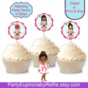 Spa Party Cupcake Toppers | Toppers | Spa Birthday Party | Girl&#39;s Birthday | Mani Pedi Party | Spa-Ty | Party Favors