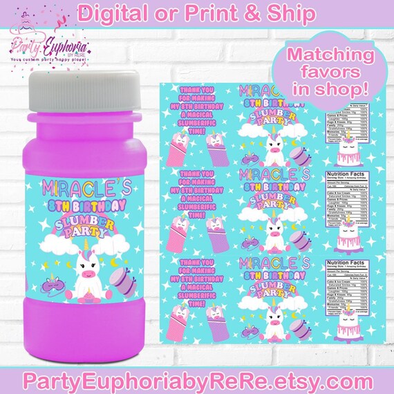 Unicorn Slumber Party Unicorn Pajama Party Unicorn Bubbles Etsy