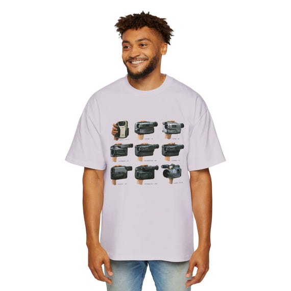 Retro Camcorder Graphic Tee, 90s Y2K Heavyweight Cotton Shirt - Etsy