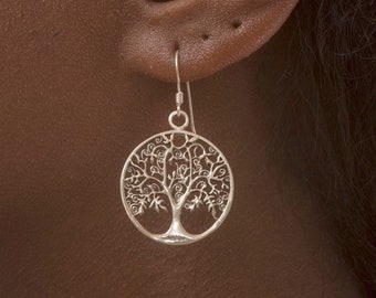 Oak Tree of Life Earrings in Sterling Silver