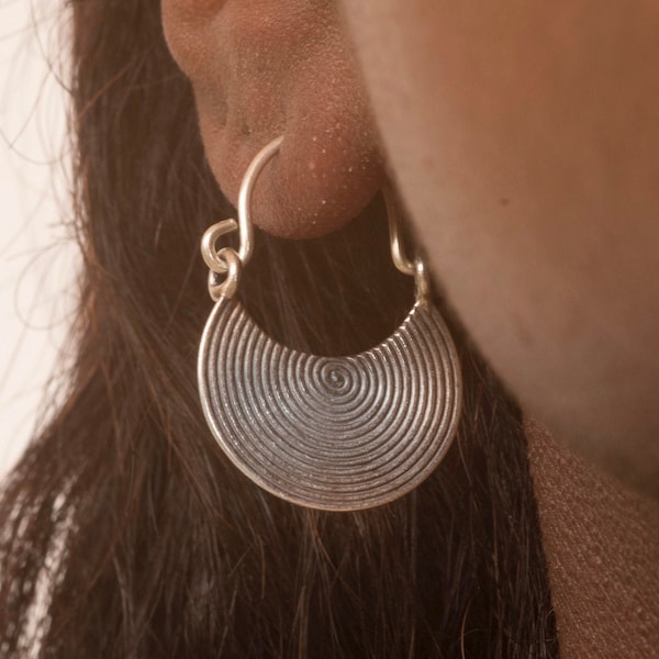 Small Spiral Hoop Earring|Handmade|Unique|Tribal