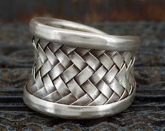 Handmade Silver Woven Tribal Ring