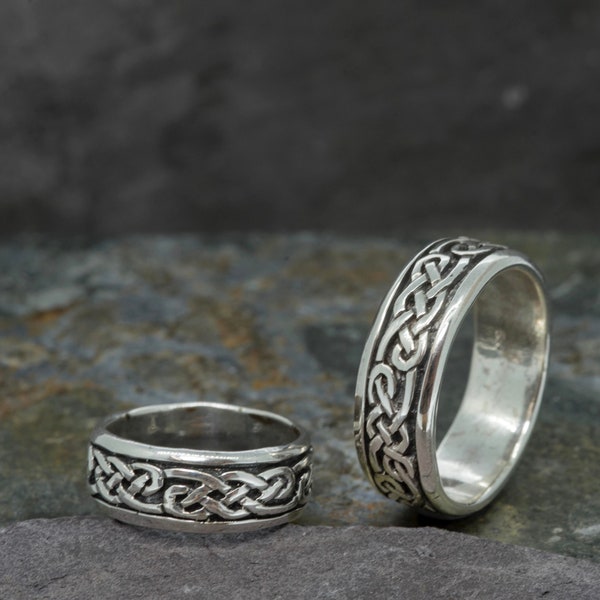 Bague bande celtique continue en argent sterling