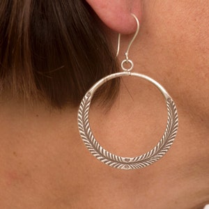 Handmade Tribal Silver Hoop Earrings