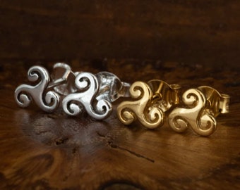 Sterling Silver Triple Spiral Stud Earring