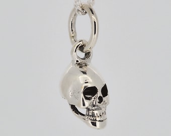 Tiny Skull Necklace in Sterling Silver | Halloween | Gothic