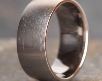 Silver Brushed Titanium Ring, 10mm Minimalist, Lightweight Wedding Band