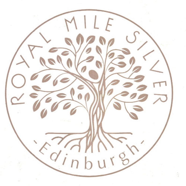 May include: A circular logo with a brown tree design and the text "Royal Mile Silver - Edinburgh".