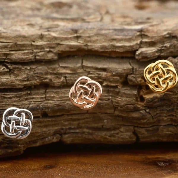 Celtic Knot Studs in Sterling Silver / Gold / Rose Gold Hypoallergenic