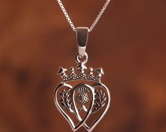 Luckenbooth Double Heart Necklace | Scottish Silver Pendant | Gift for Her
