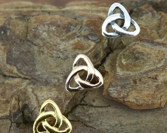 Triquetra Celtic Stud Earrings in Sterling Silver/Gold/Rose Gold