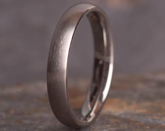 Silver Brushed Titanium Ring, 4mm Minimalist, Lightweight Wedding Band