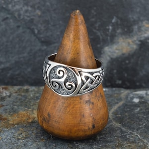 Triple Spiral Celtic Ring Chunky Sterling Silver