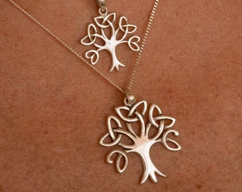 Large Sterling Silver Celtic Tree of Life Pendant Necklace