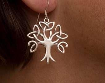 Large Sterling Silver Celtic/Triquetra Tree Earrings