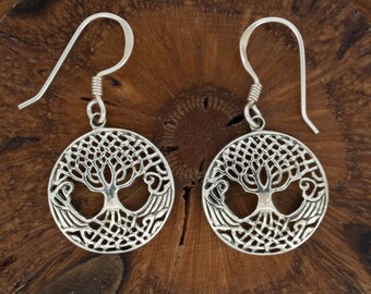 Orecchini Pendenti Donna In Argento 925, Stile Celtico, Albero Della Vita, 3.5 Cm