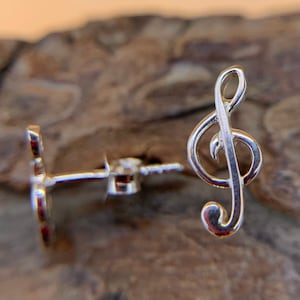 Treble Clef Stud Earrings in Hypoallergenic Sterling Silver