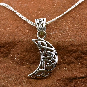 Celtic Moon Pendant in Sterling Silver