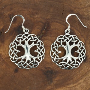 Sterling Silver Tree of Life Drop Earrings