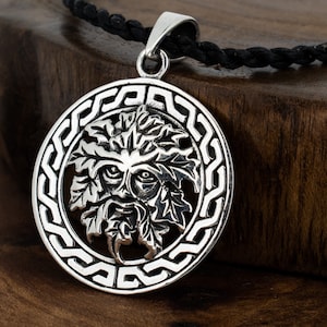 Green Man Sterling Silver Celtic Pendant