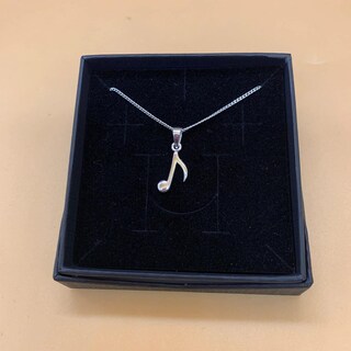 Collana Con Nota Musicale In Argento 925 Per Donna - Ciondolo Semicroma Su Catena 18 Pollici - Gioiello Musicale, Regalo Perfetto