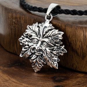 Happy Green Man Sterling Silver Pendant