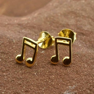 Semiquaver Music Note Stud Earrings in Gold