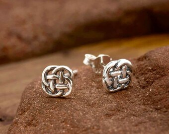 Orecchini a bottone in argento sterling e croce celtica 10K, Keith Jack - Italia
