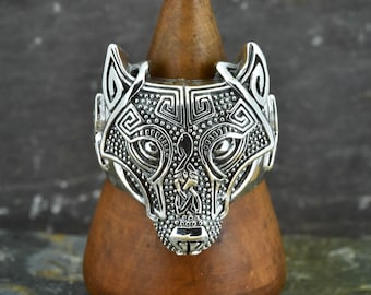 Viking Celtic Fenrir Wolf Ring
