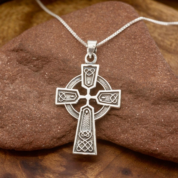 Grand pendentif croix celtique en argent sterling 925